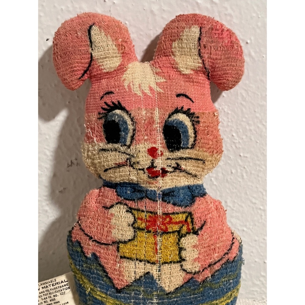 Vintage Easter Terry-Tots Bunny Plush Pink Rabbit Egg Easter Unlimited 1974 Toy